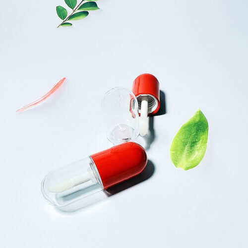 Cute Kids Mini Lip Glaze AS Transparent Bottle Capsule 2ml Small Lip Gloss Empty Tube Round Short Lip Makeup Package Container - LG083J