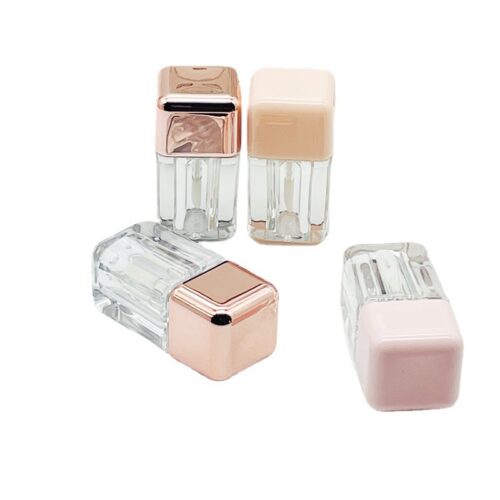 Small Square Lip Gloss Tube Transparent Lip Glaze Liptint Empty Lip Oil Container 4ml Short Clear Wand Liquid Eyeshadow Bottles - LG0945