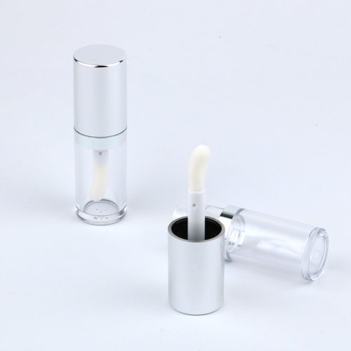 New 8ml Round Silver Lip Glaze Bottle Fat Short Clear Liquid Concealer Lipstick Lipgloss Empty Tube Big Wand Brush Applicator - LG1303
