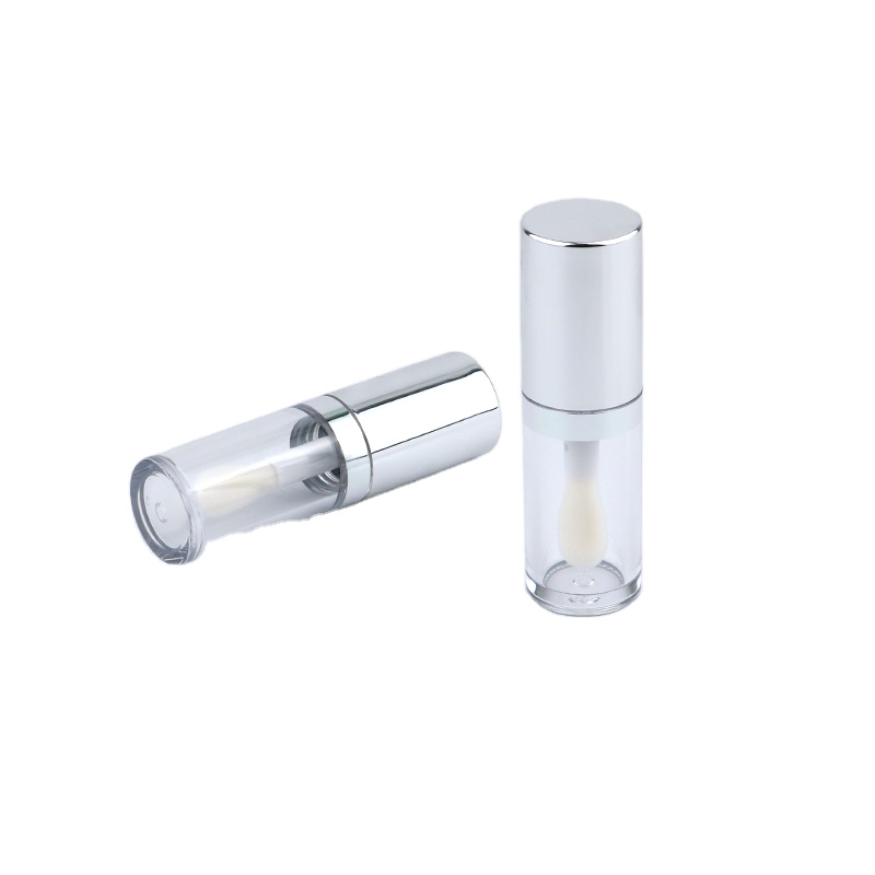 New 8ml Round Silver Lip Glaze Bottle Fat Short Clear Liquid Concealer Lipstick Lipgloss Empty Tube Big Wand Brush Applicator - LG1303 - Image 2