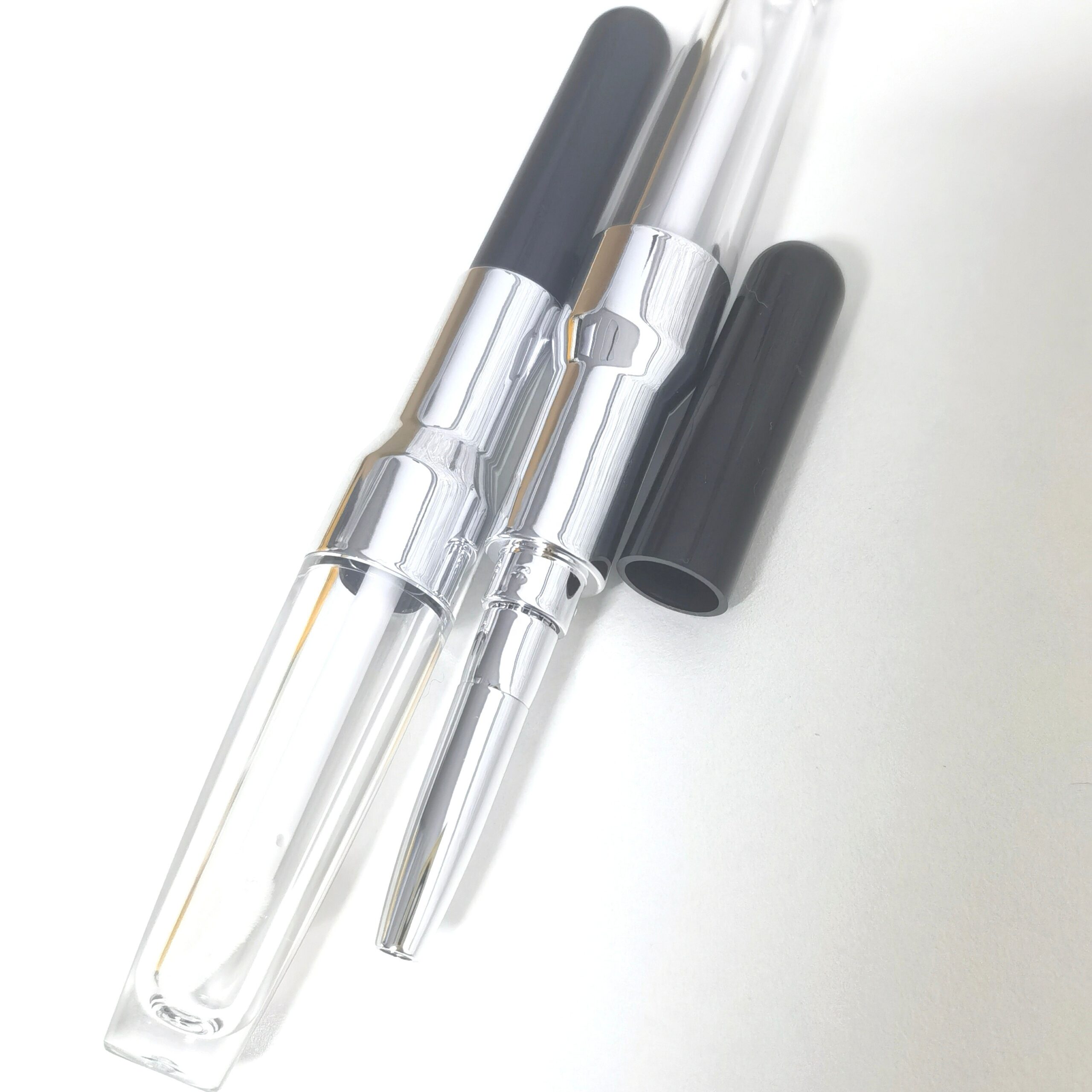 Empty Cosmetic Container 7.5ml 2 in 1 Eyebrow Eyeliner Package Lip Gloss Applicator Two End Black Silver Liquid Lipstick Tube - LG1317 - Image 2