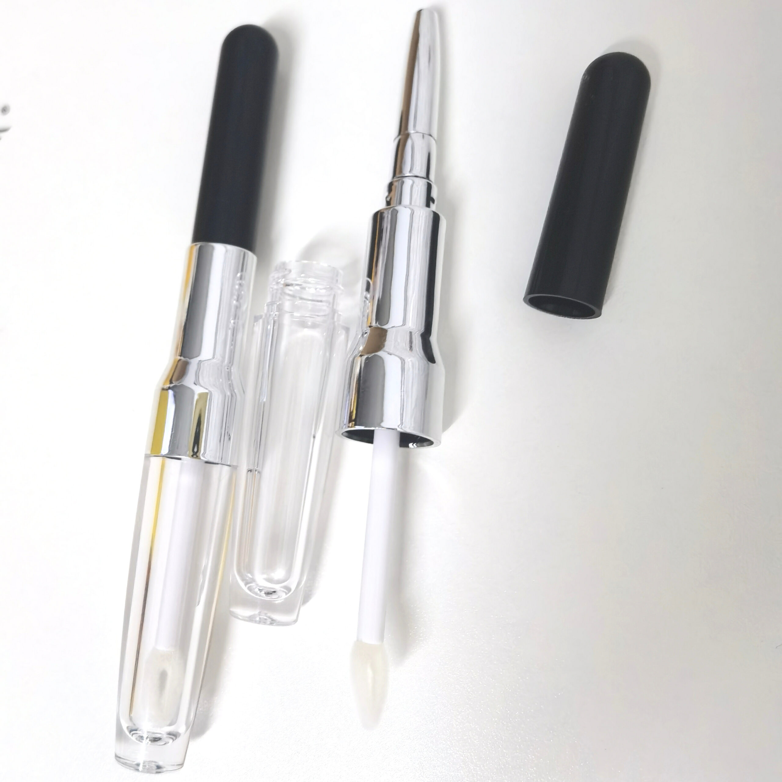 Empty Cosmetic Container 7.5ml 2 in 1 Eyebrow Eyeliner Package Lip Gloss Applicator Two End Black Silver Liquid Lipstick Tube - LG1317 - Image 5