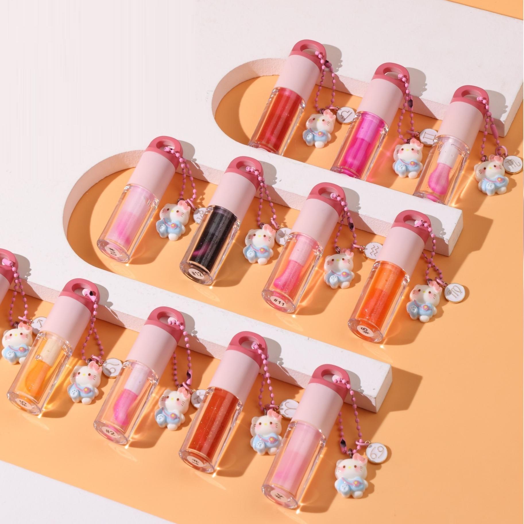 Custom 4ml 8ml Cute Fat Round Shape Lip Gloss Lip Oil Bottle Container Packaging With Key Chain - LG1367/LG1367B - Image 5