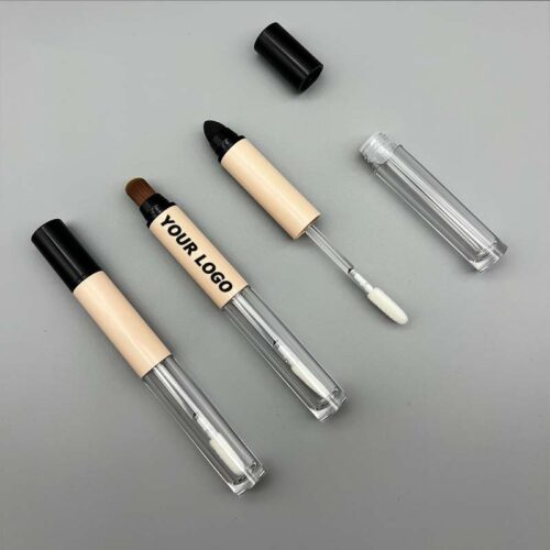 New 2 in 1 Custom Lip Gloss Concealer Tube Liquid Contouring Stick Lip Glaze Makeup Package Two Brush Applicator Sponge Tip - LG1883