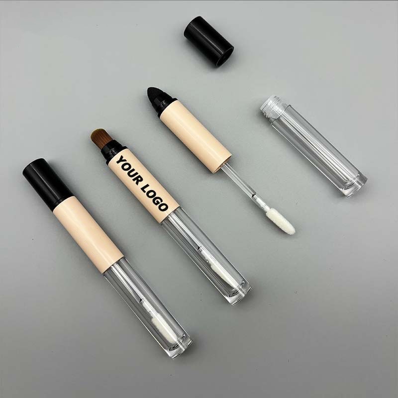 New 2 in 1 Custom Lip Gloss Concealer Tube Liquid Contouring Stick Lip Glaze Makeup Package Two Brush Applicator Sponge Tip - LG1883