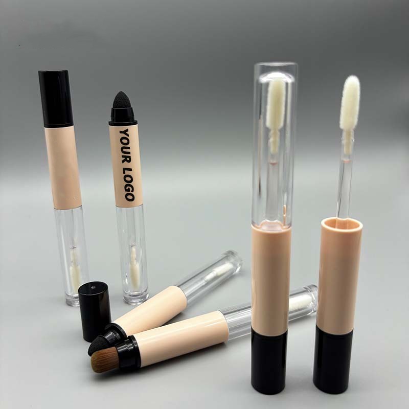 New 2 in 1 Custom Lip Gloss Concealer Tube Liquid Contouring Stick Lip Glaze Makeup Package Two Brush Applicator Sponge Tip - LG1883 - Image 4