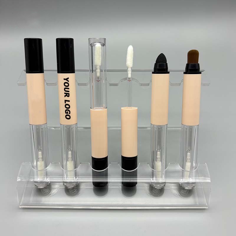 New 2 in 1 Custom Lip Gloss Concealer Tube Liquid Contouring Stick Lip Glaze Makeup Package Two Brush Applicator Sponge Tip - LG1883 - Image 3