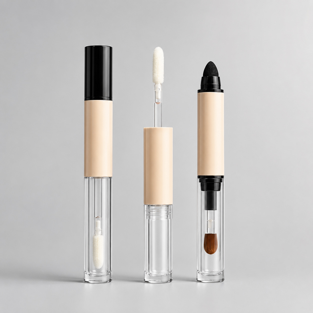 New 2 in 1 Custom Lip Gloss Concealer Tube Liquid Contouring Stick Lip Glaze Makeup Package Two Brush Applicator Sponge Tip - LG1883 - Image 2