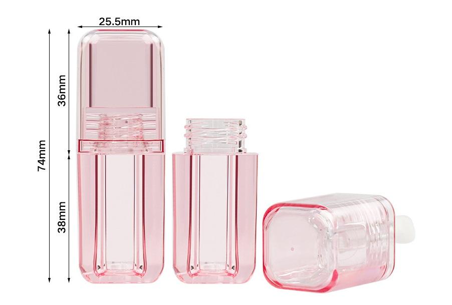 Custom Color 5ml Fat Square Transparent Lip Gloss Packaging Lip Oil Bottle With Big Brush Applicator - LG2290 - Image 3