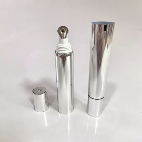 Luxury 5ml 10ml 15ml Eye Cream Primer Essence Squeeze Tube Shiny Silver Aluminum Plastic Lip Gloss Packaging with Tip Applicator - LG235Q