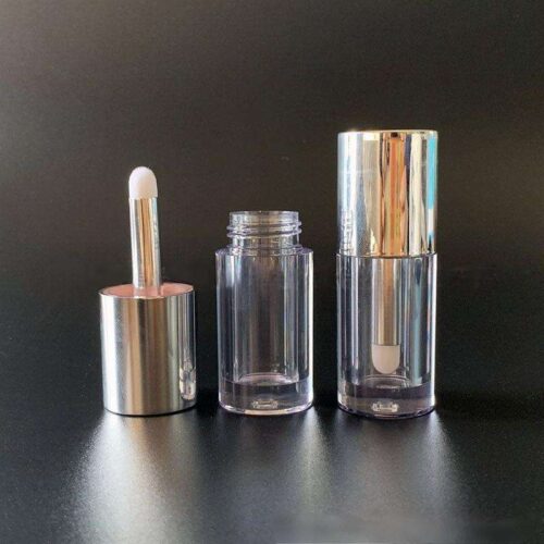 Custom Round Liquid Blush Bottle Aluminum Rod Stick Empty Plastic Lip Gloss Oil Tube 4ml Eye Shadow Container Velvet Brush - LG255LJ