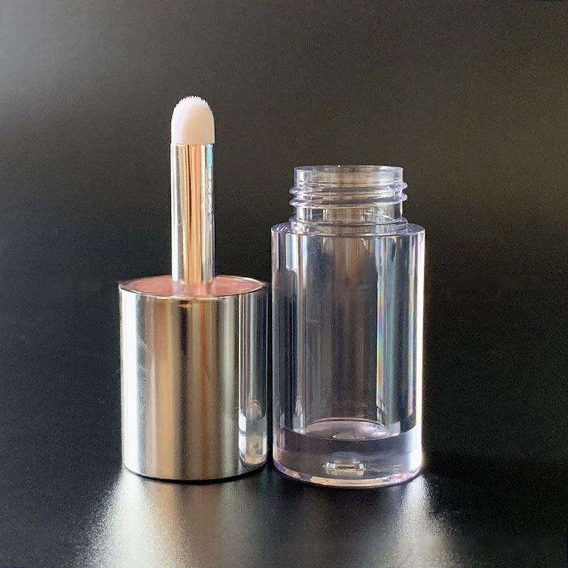 Custom Round Liquid Blush Bottle Aluminum Rod Stick Empty Plastic Lip Gloss Oil Tube 4ml Eye Shadow Container Velvet Brush - LG255LJ - Image 2