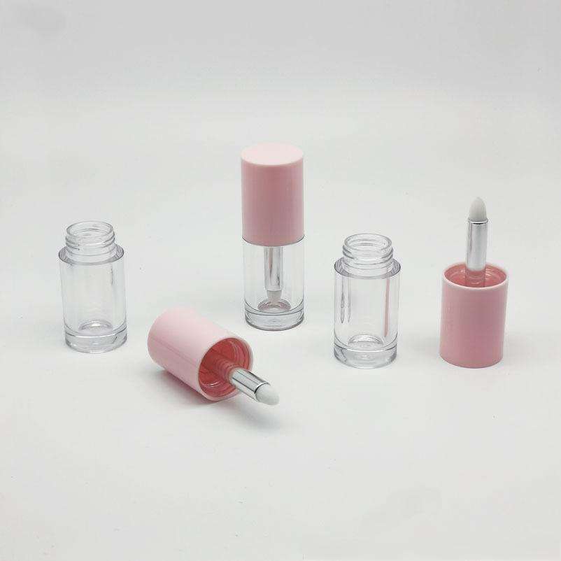 Custom Round Liquid Blush Bottle Aluminum Rod Stick Empty Plastic Lip Gloss Oil Tube 4ml Eye Shadow Container Velvet Brush - LG255LJ - Image 5