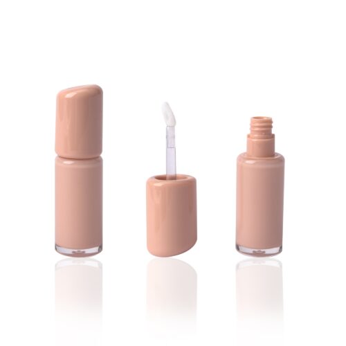 Cute Unique Round 4.5ml Plastic Lip Gloss Tube Custom Nude Color Empty Liquid Lipstick Lip Oil Packaging - LG612