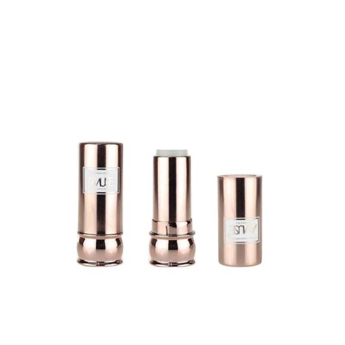 Private Labels Metallization Rose Gold Lipstick Bottle Empty Chapstick Cylinder Tube Lip Balm Package Silk Screen Logo Printing - LS019F