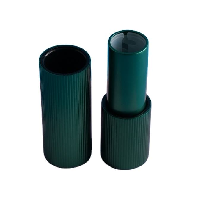 Luxury Cylinder Aluminum Lipstick Container Lip Balm Case Stripe Design Empty Aluminum Cosmetics Bottle Round Tube Sample Free - LS0928