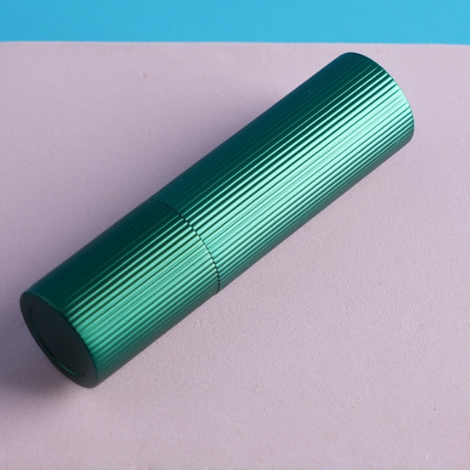 Luxury Cylinder Aluminum Lipstick Container Lip Balm Case Stripe Design Empty Aluminum Cosmetics Bottle Round Tube Sample Free - LS0928 - Image 4