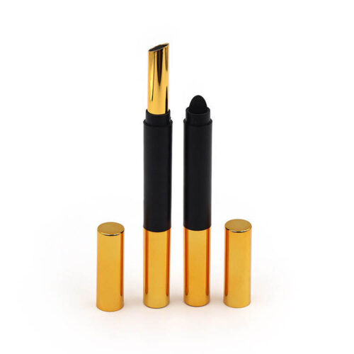 Empty Black Gold Long Lipstick Tube Slim Container Cylinder Double Sided Lipstick Package Lip Sponge Tip Applicator Gold Stamp - LS1310