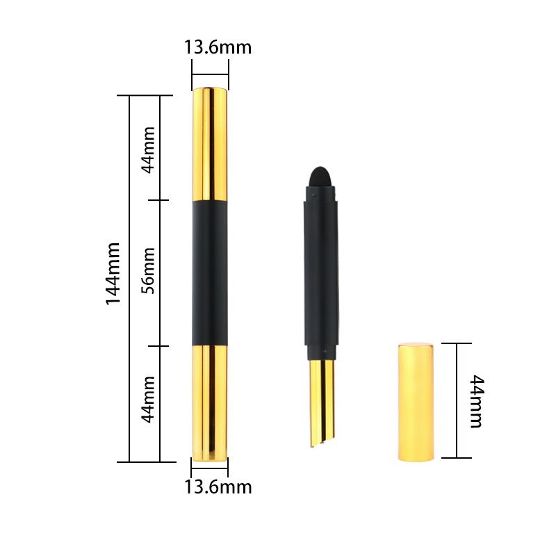 Empty Black Gold Long Lipstick Tube Slim Container Cylinder Double Sided Lipstick Package Lip Sponge Tip Applicator Gold Stamp - LS1310 - Image 2