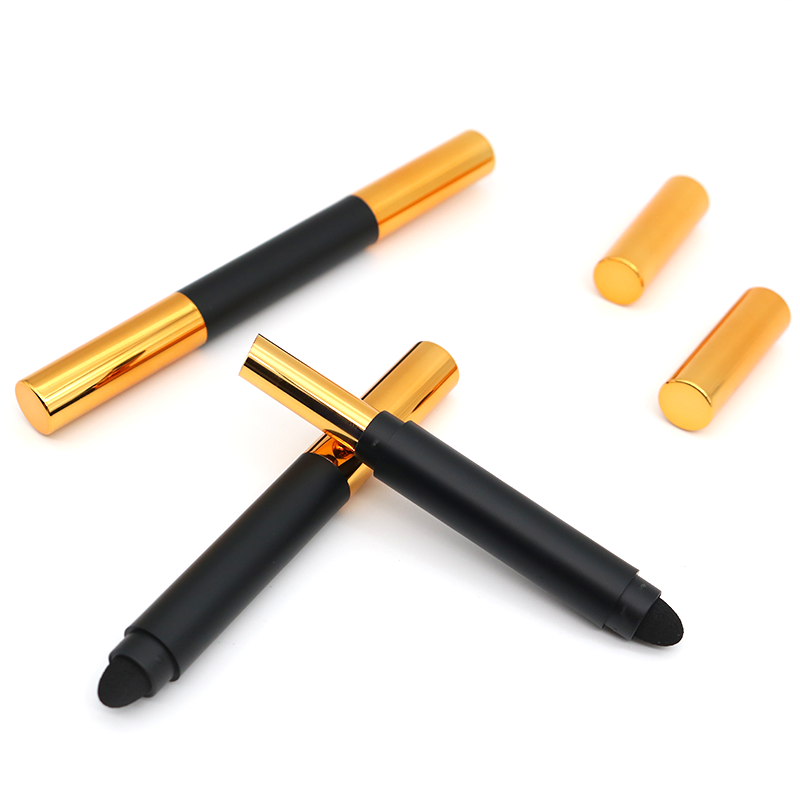 Empty Black Gold Long Lipstick Tube Slim Container Cylinder Double Sided Lipstick Package Lip Sponge Tip Applicator Gold Stamp - LS1310 - Image 5