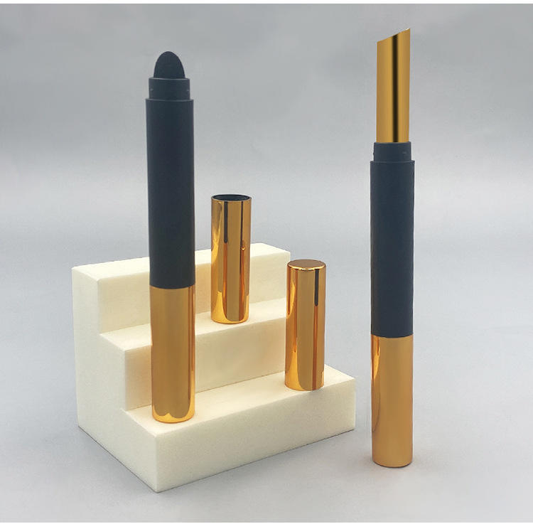 Empty Black Gold Long Lipstick Tube Slim Container Cylinder Double Sided Lipstick Package Lip Sponge Tip Applicator Gold Stamp - LS1310 - Image 6