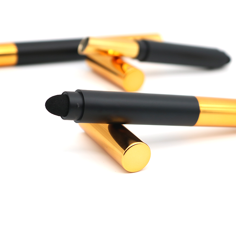 Empty Black Gold Long Lipstick Tube Slim Container Cylinder Double Sided Lipstick Package Lip Sponge Tip Applicator Gold Stamp - LS1310 - Image 4