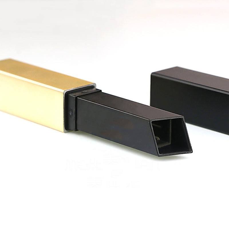 Custom Luxury Small Gold Tube Square 3.5g Matte Velvet Lipstick Tube Thin Rectangular Lip Balm Container Black Gold Oblique Top - LSS35A - Image 5