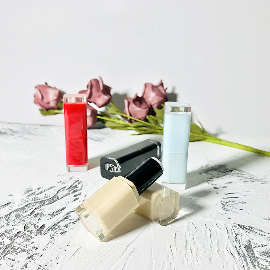 New 3.5g Square Lipstick Container ABS Lip Balm Package Transparent Top Clear Bottom Colorful Lip Cosmetic Tube Custom Logo - LS1325 - Image 2