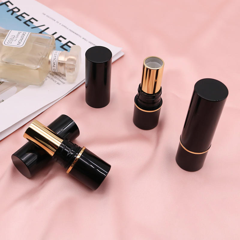 Empty Screw Cap Plastic Cylinder Airtight Lipstick Tube Packaging Black Gold Airless Chapstick Container Bottle With Seal Ring - LS1362 - Image 5