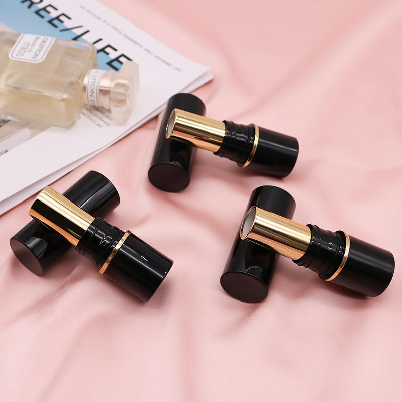 Empty Screw Cap Plastic Cylinder Airtight Lipstick Tube Packaging Black Gold Airless Chapstick Container Bottle With Seal Ring - LS1362 - Image 6