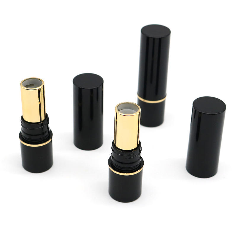 Empty Screw Cap Plastic Cylinder Airtight Lipstick Tube Packaging Black Gold Airless Chapstick Container Bottle With Seal Ring - LS1362 - Image 2