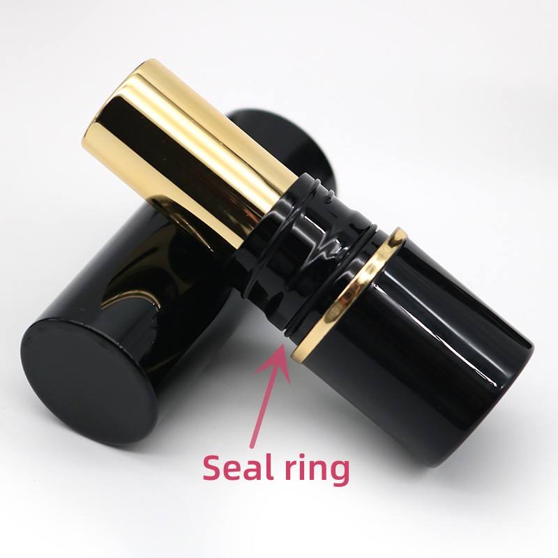 Empty Screw Cap Plastic Cylinder Airtight Lipstick Tube Packaging Black Gold Airless Chapstick Container Bottle With Seal Ring - LS1362 - Image 3