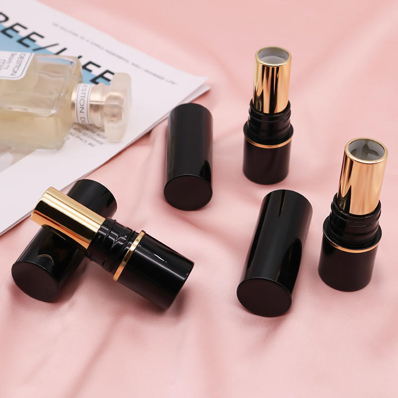 Empty Screw Cap Plastic Cylinder Airtight Lipstick Tube Packaging Black Gold Airless Chapstick Container Bottle With Seal Ring - LS1362 - Image 4