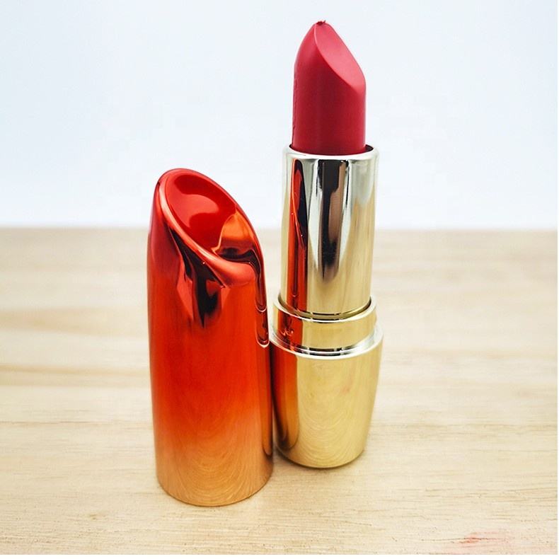 Make Your Own Logo Chapstick Case Metallized Gradient Red Gold Lipstick Container Plastic Empty Beauty Packaging Tube Slant Top - LS1909 - Image 3