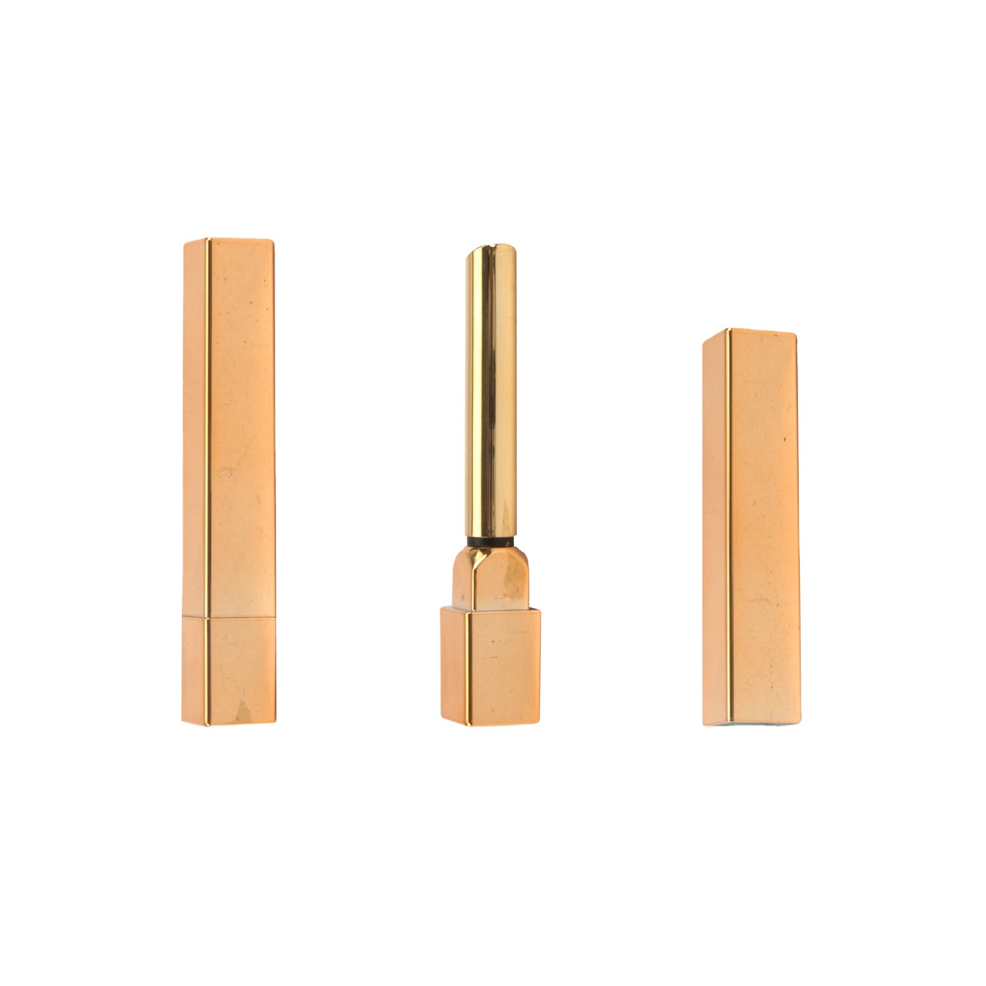 Wholesale Modern Cheap Price Custom Color Lip Balm Containers Empty Square Slim Long Lipstick Case Tube Gold - LS955