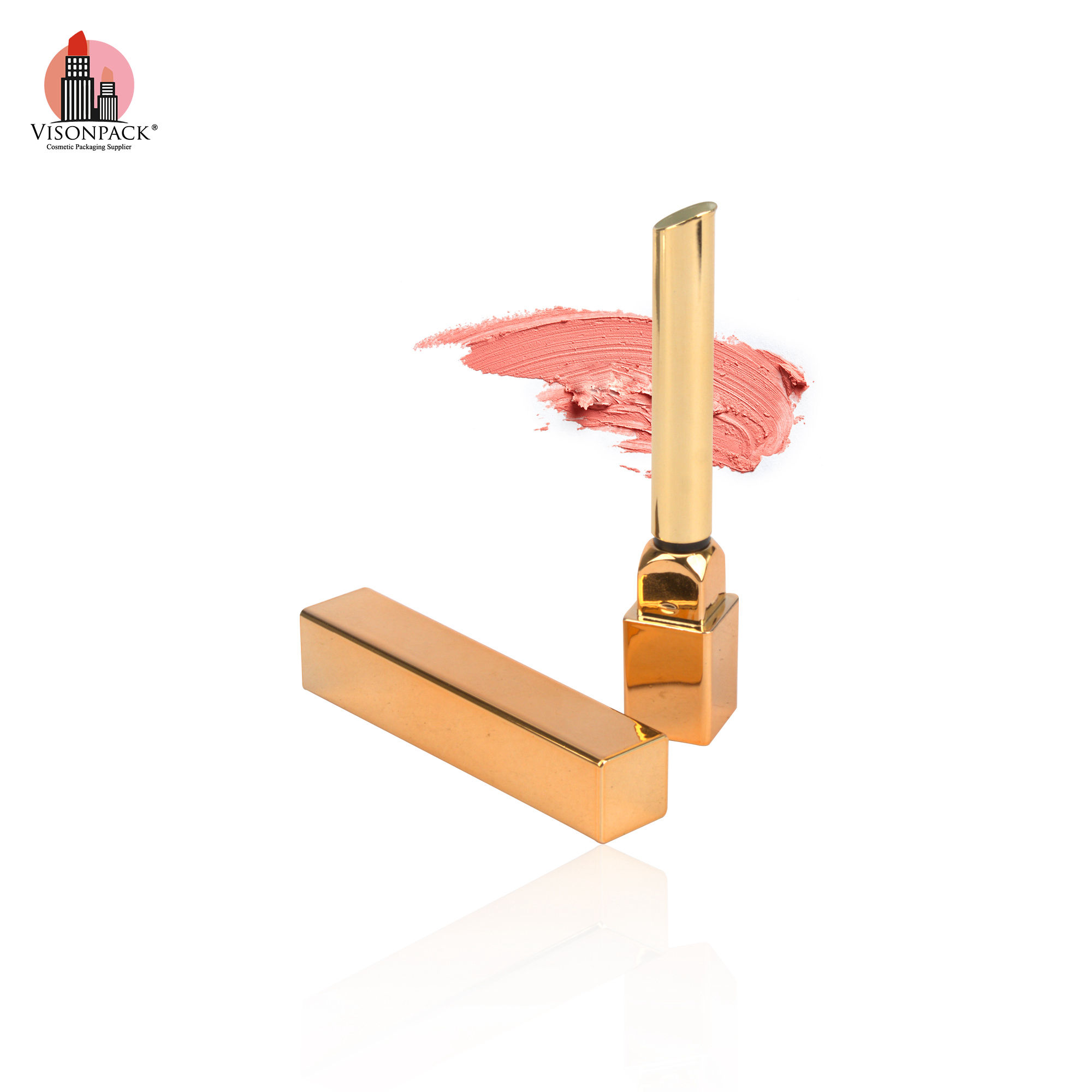 Wholesale Modern Cheap Price Custom Color Lip Balm Containers Empty Square Slim Long Lipstick Case Tube Gold - LS955 - Image 3