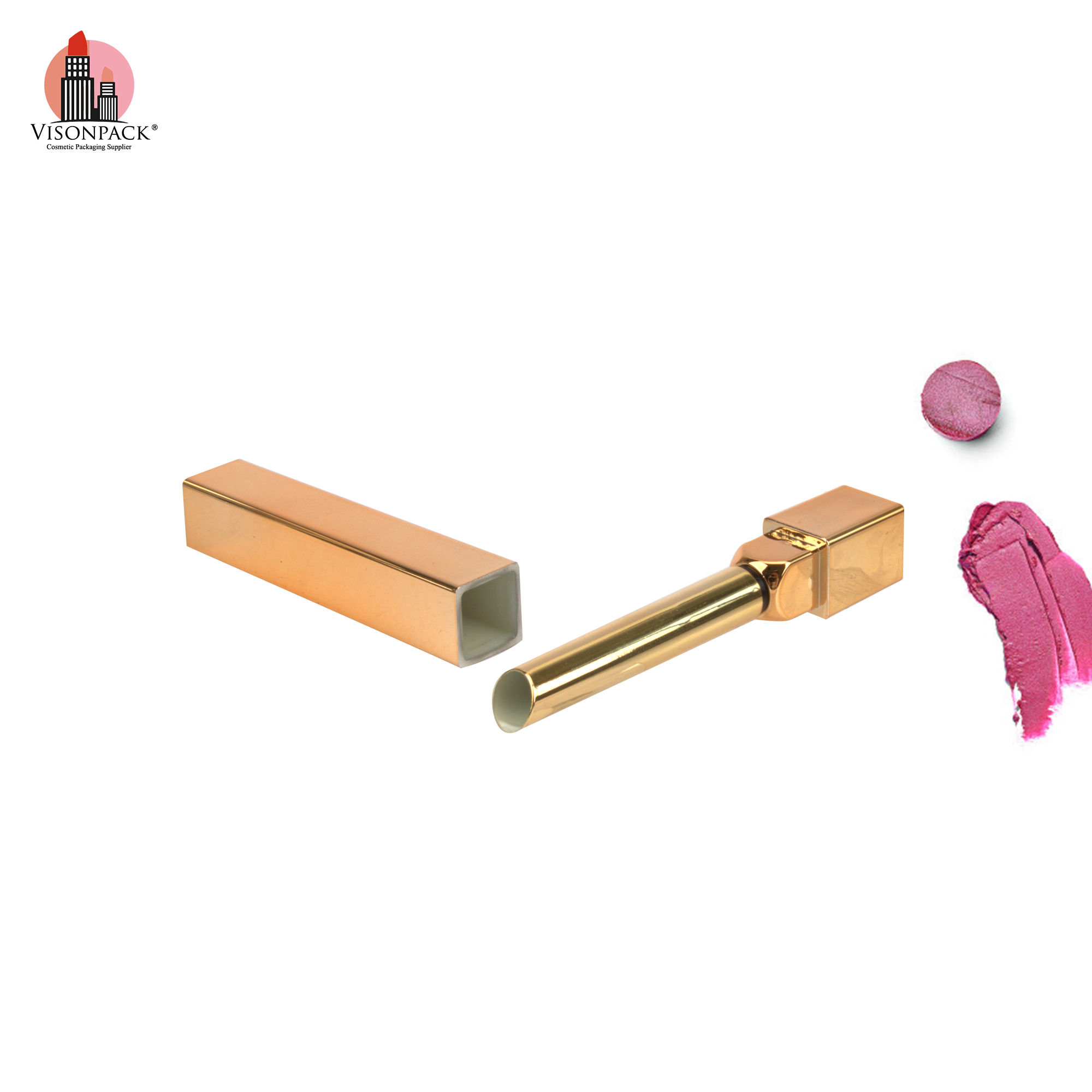 Wholesale Modern Cheap Price Custom Color Lip Balm Containers Empty Square Slim Long Lipstick Case Tube Gold - LS955 - Image 4
