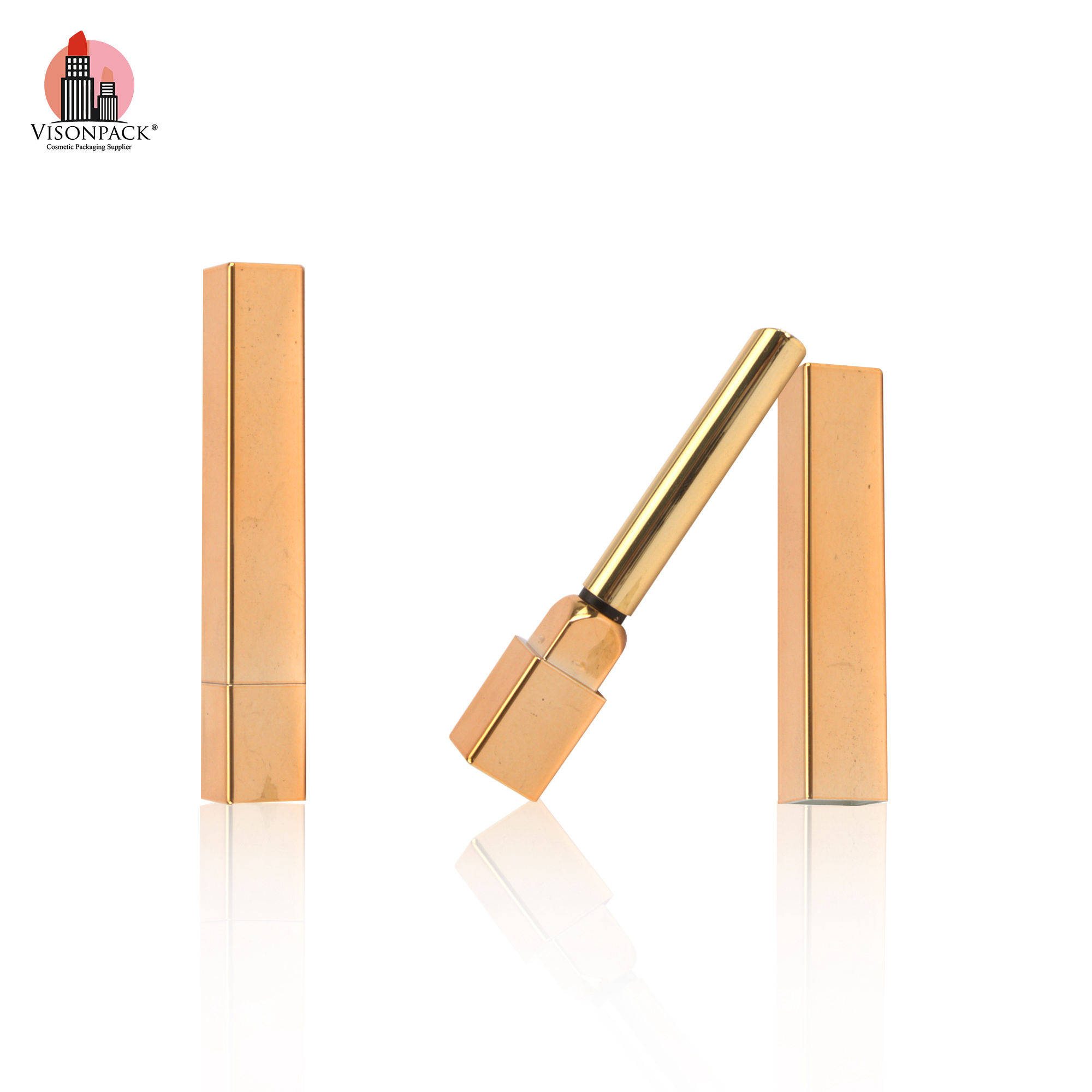 Wholesale Modern Cheap Price Custom Color Lip Balm Containers Empty Square Slim Long Lipstick Case Tube Gold - LS955 - Image 2