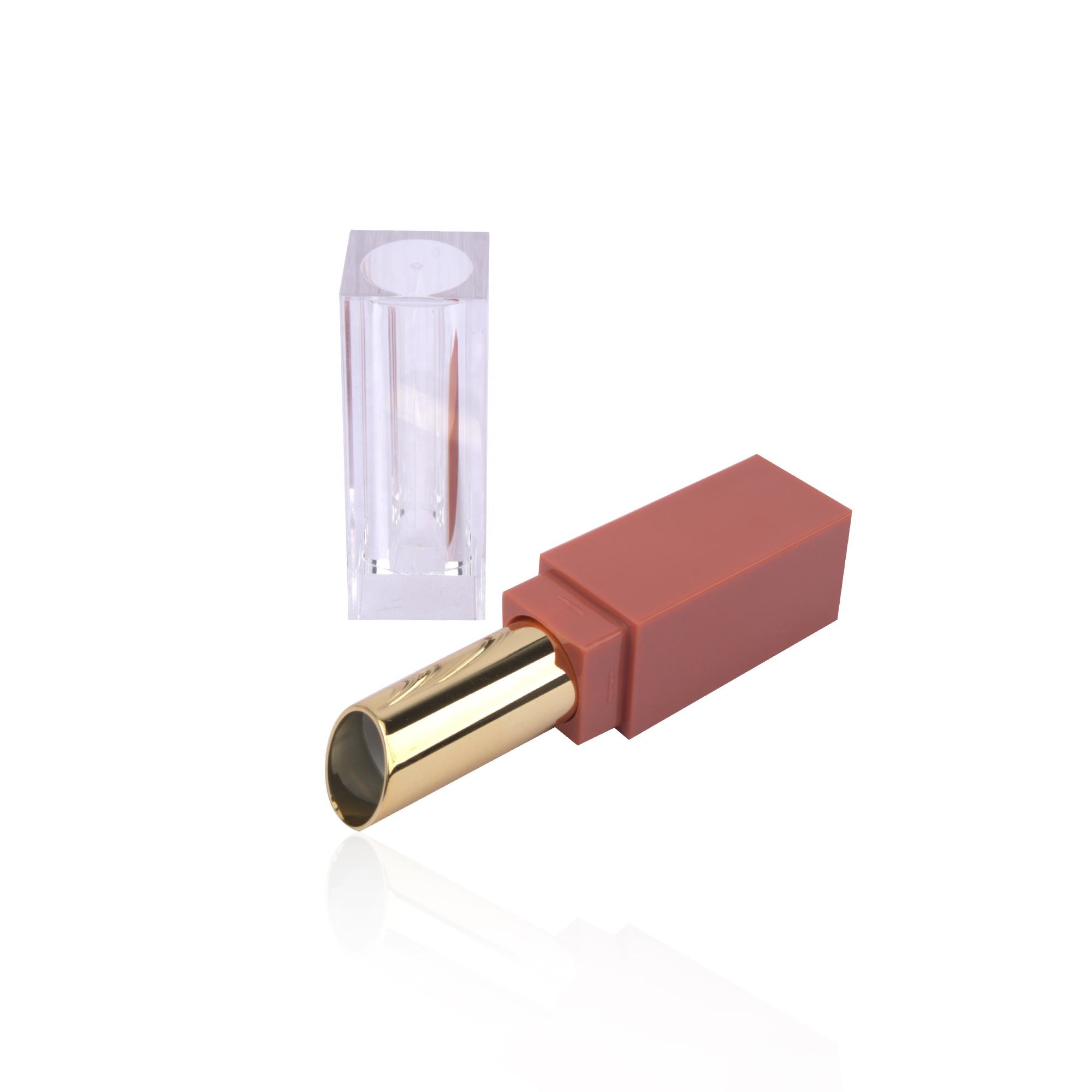 Hot Custom Label Plastic Lip Balm Packaging 3g 4g Empty Square Red Lipstick Container Silk Screen Printing Transparent Lid - LS981 - Image 5