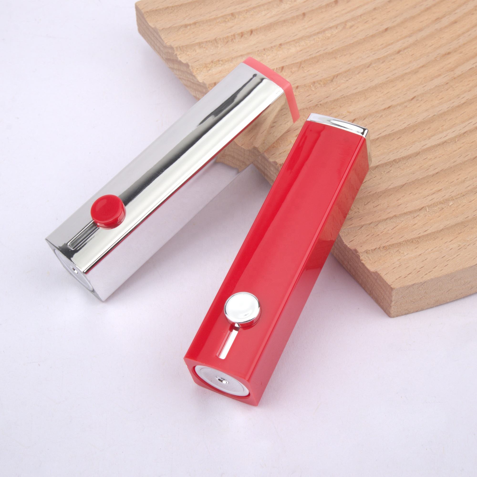 New Arrival Sliding Button Square Lipstick Case Metallized Red Silver Lip Balm Container Hot Sale Brand Label Lipstick Package - LS993 - Image 5