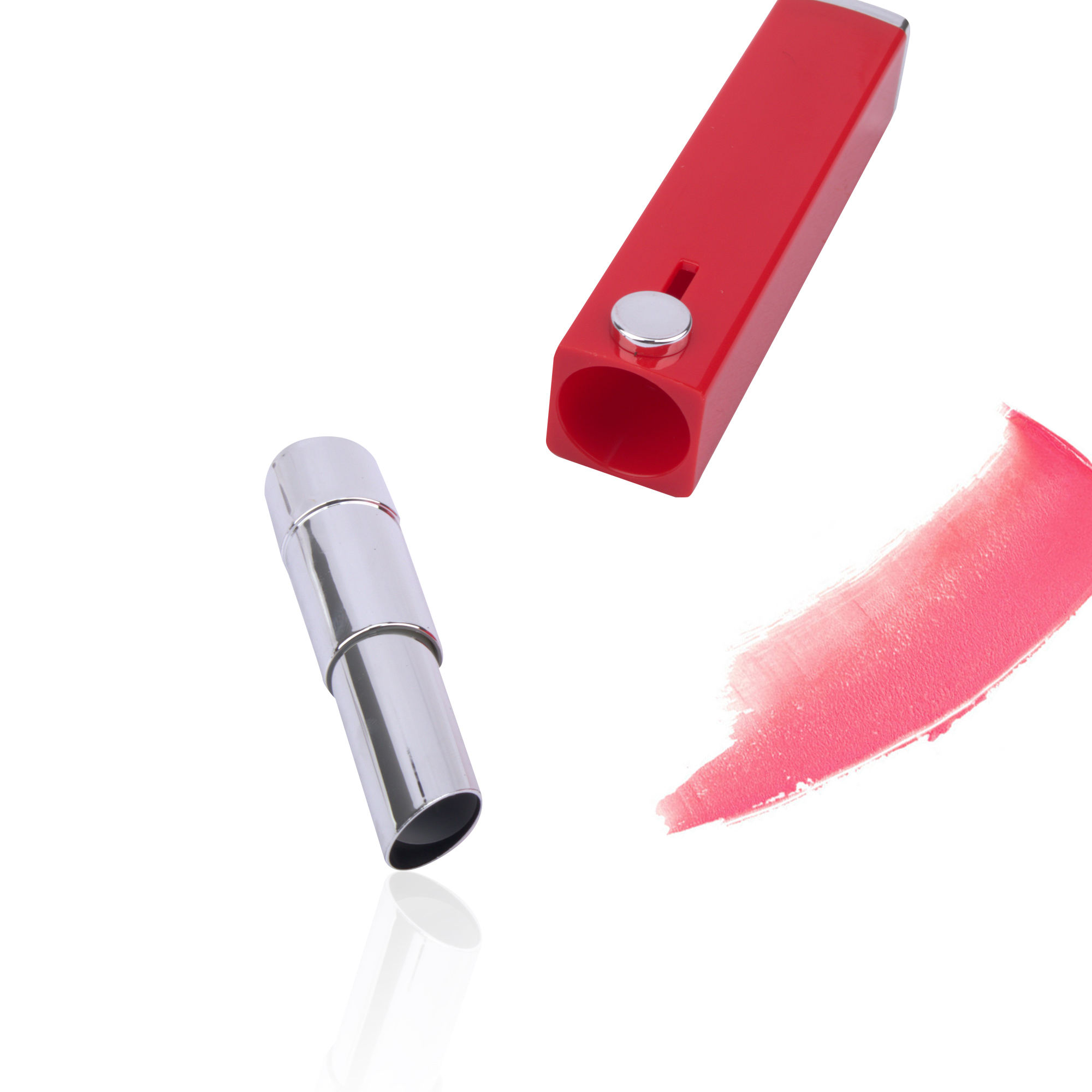 New Arrival Sliding Button Square Lipstick Case Metallized Red Silver Lip Balm Container Hot Sale Brand Label Lipstick Package - LS993 - Image 4