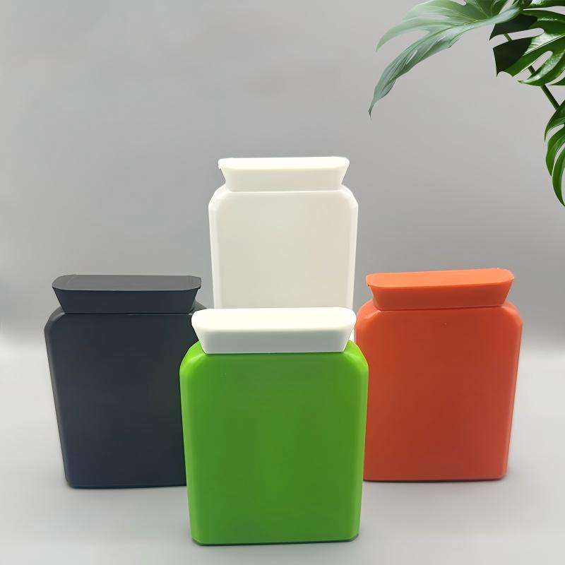 Health Supplements Packaging Food Grade 100ml White HDPE Plastic Bottle Flat Square Pill Medicines Candy Bottle - PB020 - Image 6