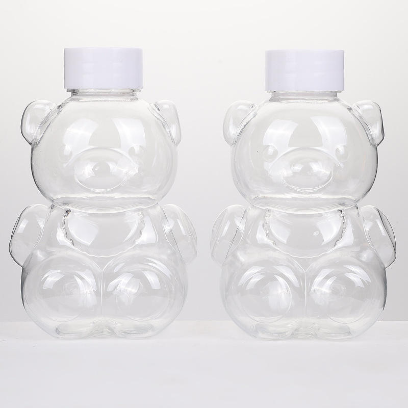 Hot Sale Bear Shape PET Plastic Juice Bottle Package With Screw Pump Cap Transparent Empty Beverage Bottle DIY Art Paints Bottle - PB026Z - Image 2