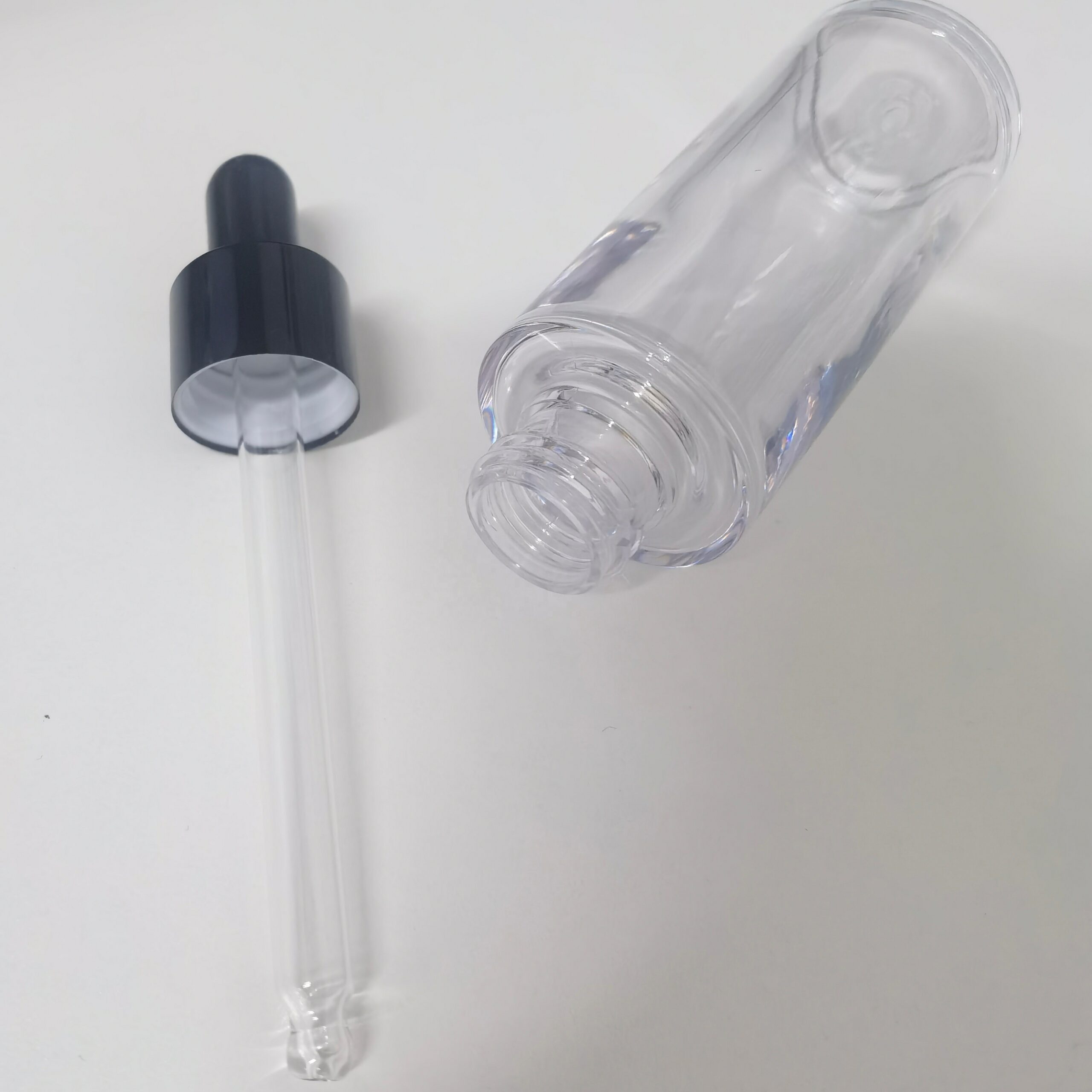 Skin Care Package 30ml Round Plastic Serum Bottle Glass Dropper Essential Oil Lotion Clear Bottle PP Rubber Cap Flat Shoulder - PB1319D - Image 7