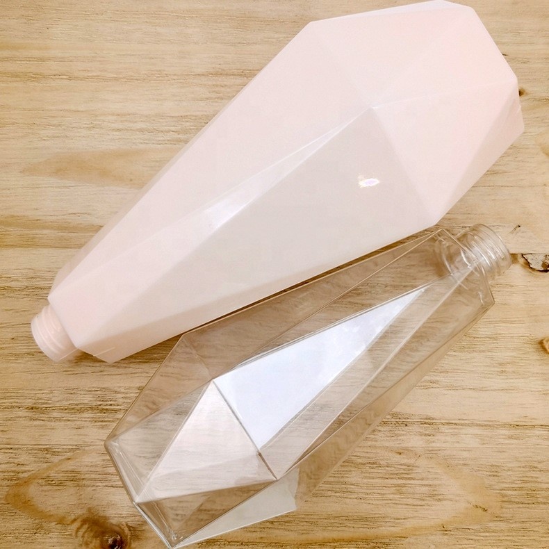Personal Care Packaging Materials Customized Factory PETG Body Wash Bottle 300/500ML Rhombus Shaped Plastic Clear Shampoo Bottle - PB1966 - Image 4
