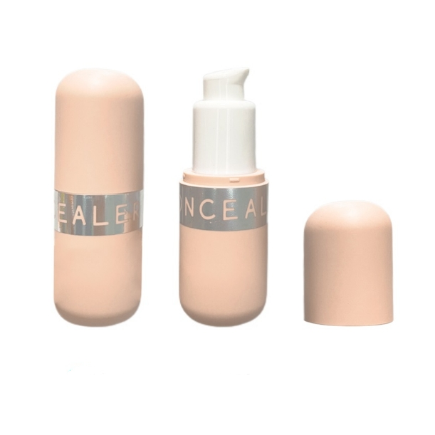 Frosted Capsule Shape Plastic Pressed Liquid Foundation Bottle 30ml 40ml Round Concealer Sun Screen BB Cream Pump Bottle - PB3012Y - Image 5