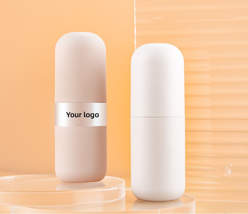 Frosted Capsule Shape Plastic Pressed Liquid Foundation Bottle 30ml 40ml Round Concealer Sun Screen BB Cream Pump Bottle - PB3012Y - Image 2