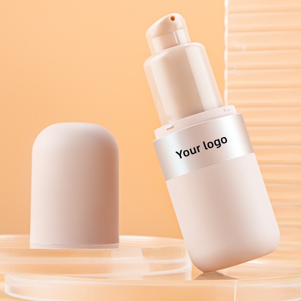 Frosted Capsule Shape Plastic Pressed Liquid Foundation Bottle 30ml 40ml Round Concealer Sun Screen BB Cream Pump Bottle - PB3012Y - Image 4