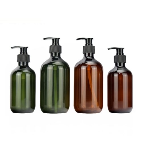 Round 300ml 500ml Pump Bottle Empty Lotion Shampoo Hand Soap PET Plastic Bottle - PB750