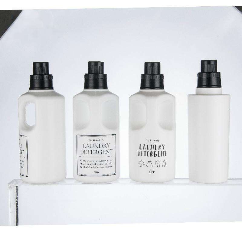 Empty Plastic Big Sizes 30oz 1L 2 Liter White Laundry Detergent Bottle 1000ml 2000ml HDPE Bottle With Handle Black Measure Cap - PBK052 - Image 2